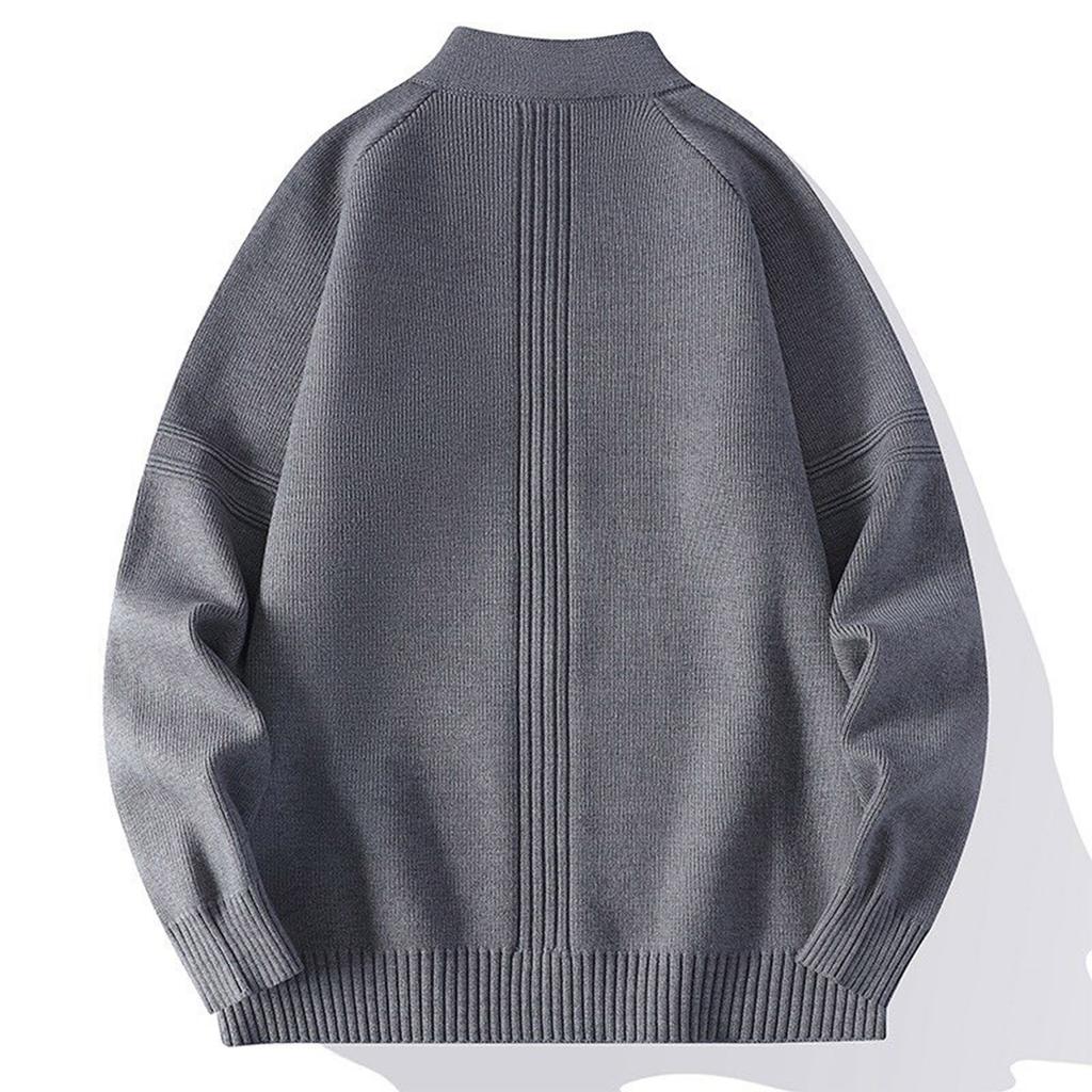 Men's Solid Color Textured Casual Sports Loose Fashion Knitted Zipper Top Jacket