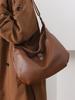 Solid Color Soft Leather Shoulder Crossbody Bag For Women Large Capacity Leisure Shopping Handbag Diagonal Pack Vintage Hobo Bag