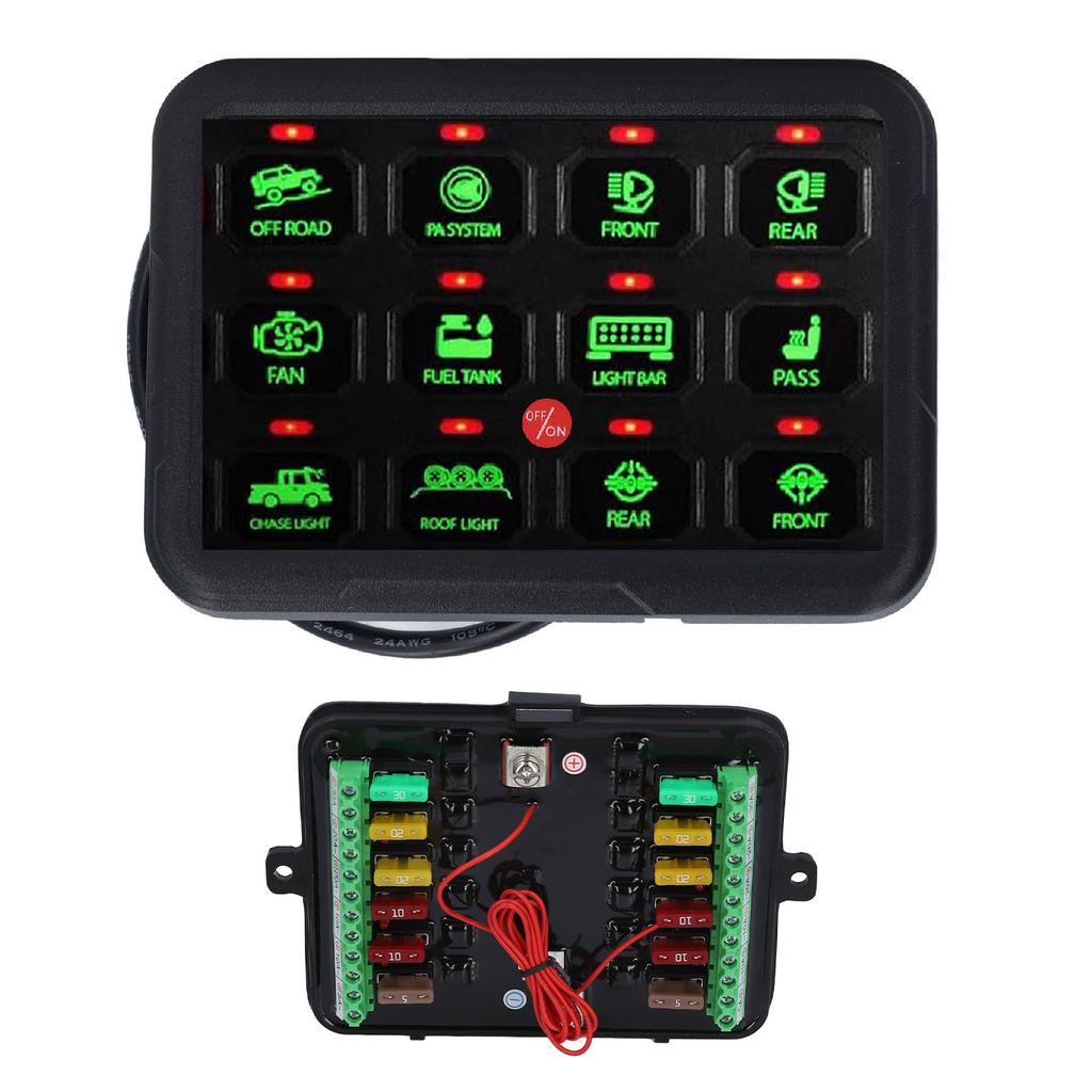 12 Gang Switch Panel Auto Dimmable RGB Circuit Control Relay System for Car Ship LED Light Fan