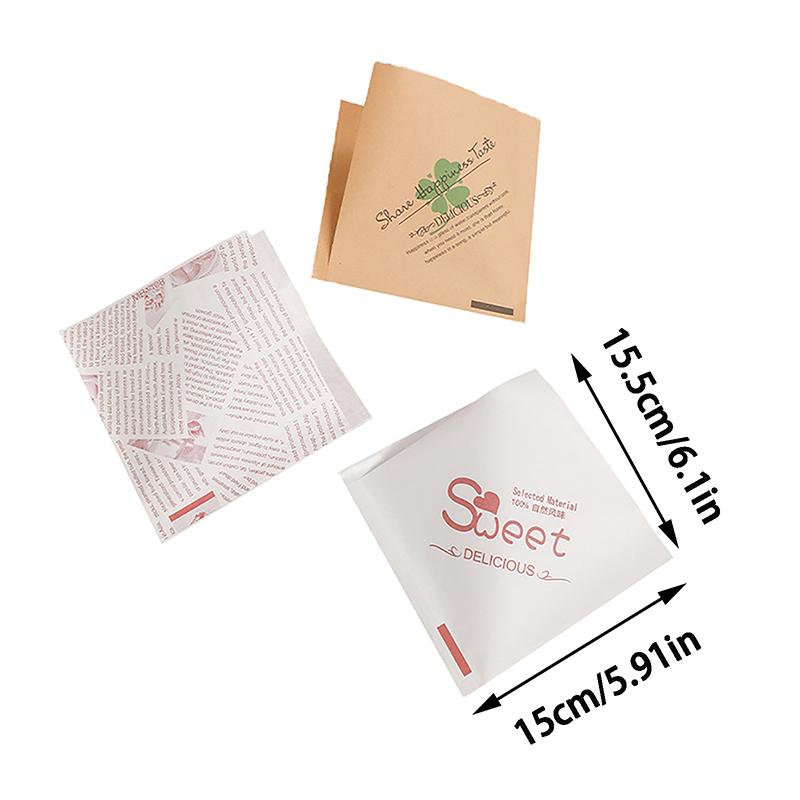 100 Pièces Forme Triangle Emballage Papier Kraft Sandwich Résistant à l'Huile Donut Pain Hamburger Sachet Jetable Cuisine Fête Restaurant