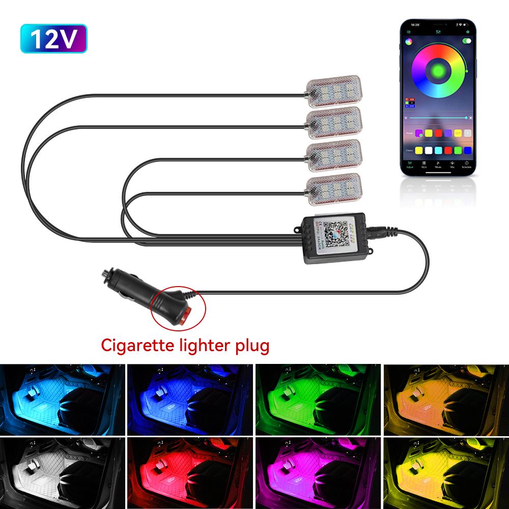 Neon LED Car Interior Ambient Foot Strip Light Kit Accessories Backlight Remote/App Music Control Auto RGB Decorative Lamps