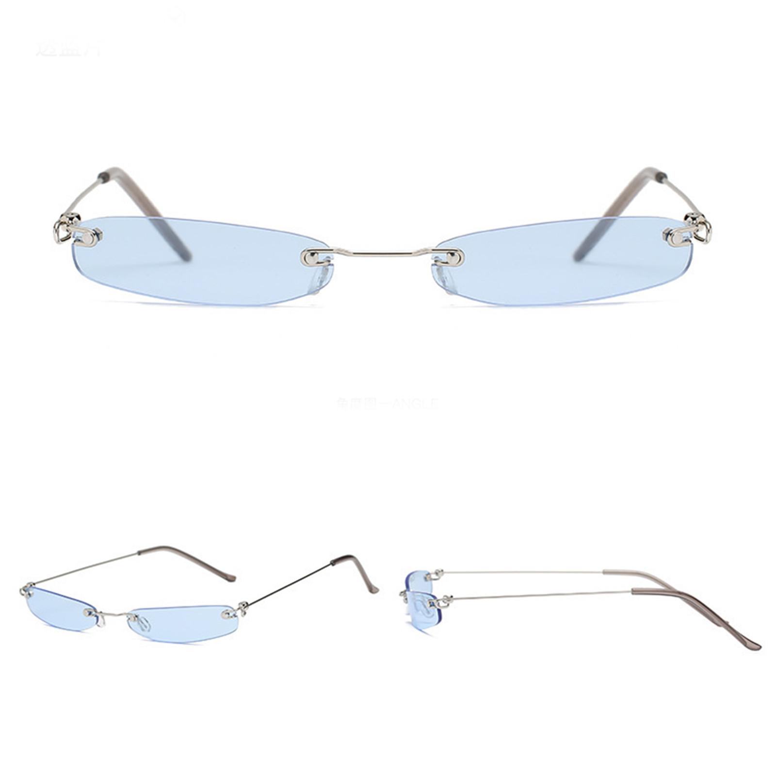 

Женские и мужские винтажные прозрачные солнцезащитные очки в маленькой оправе в стиле ретро, ​​модные очки One Size синий