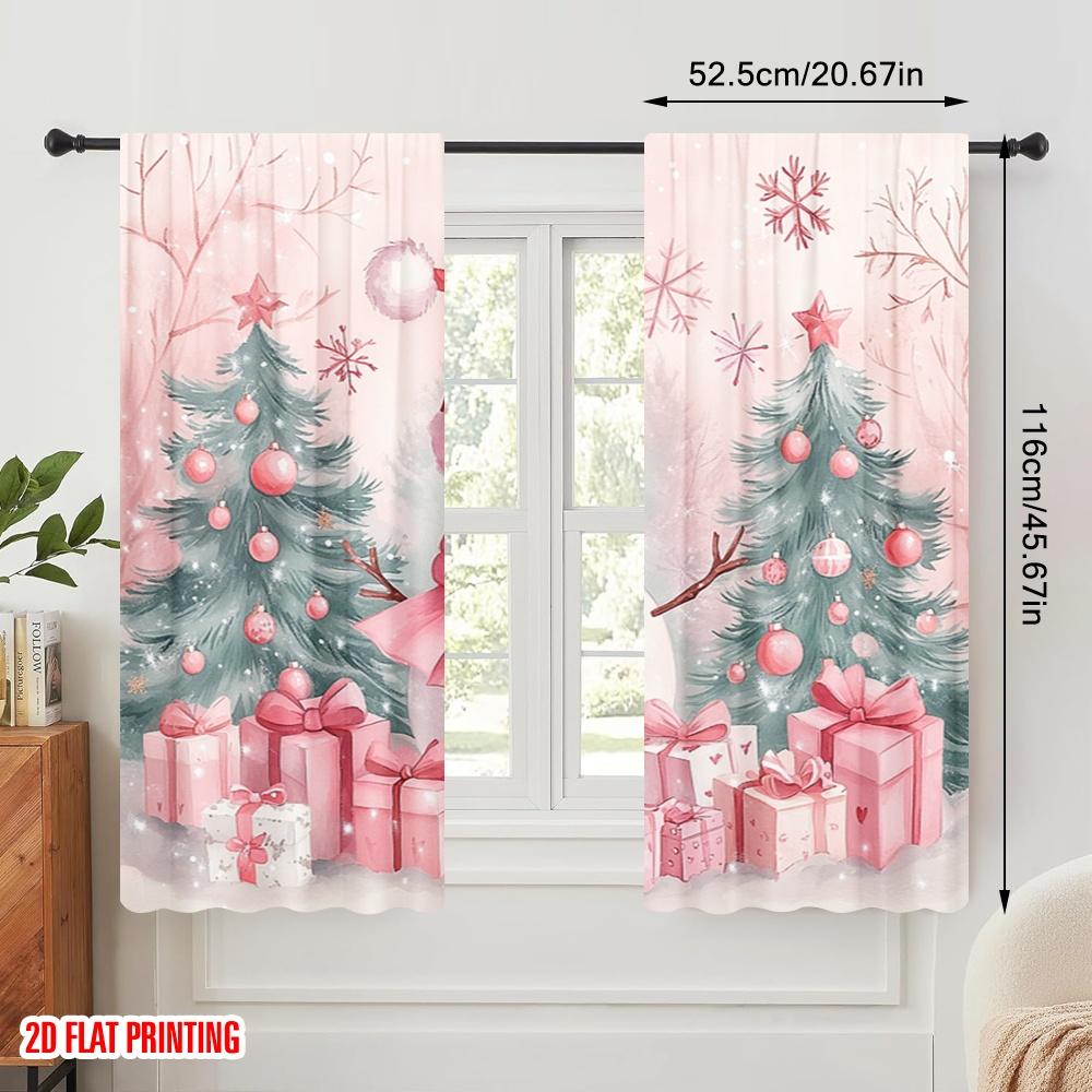 2pcs,2D Plane Printing Print Curtains Cute Snowman Christmas Gifts_g (2) Versatile Polyester Fabric (without Rod) Outdoor