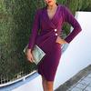 2 Farben Neue Mode Damen OL-Stil Langarm Formeller Blazer Bodycon Kleid S-XXL