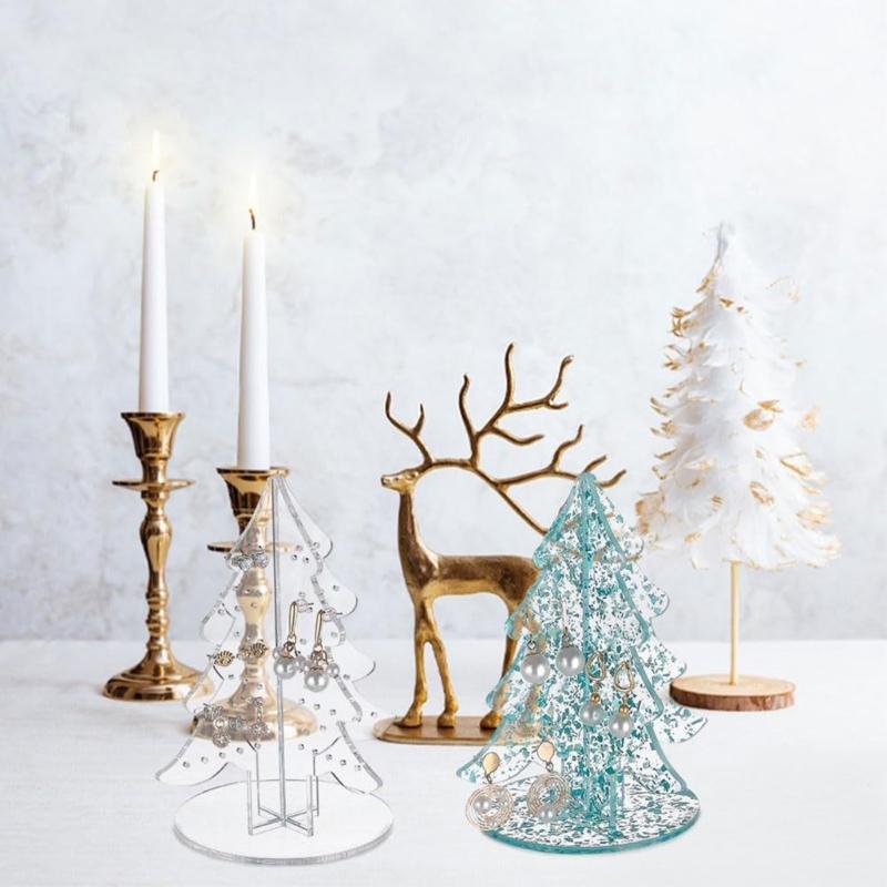 Acrylic Earrings Organizer Christmas Tree Earring Stand Jewelry Presentation Rack Ear Rings Holder for Women Girls