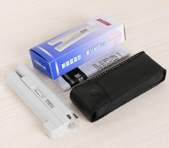 100x Magnification Microscope with Scale Measurement, LED Light, Double Tube, Portable Magnifying Glass with Graduated Scale, Handheld Magnifier for