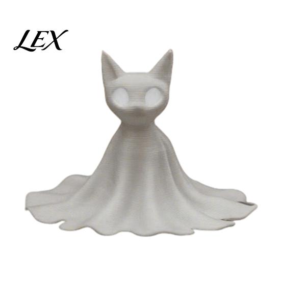 Cute Ghost Cat Figurine 3D Printed Desk Buddy, Halloween Kitty for Unique Holiday Gift Lovers Office Shelf, Spooky Kitten Ornament, Home Decor
