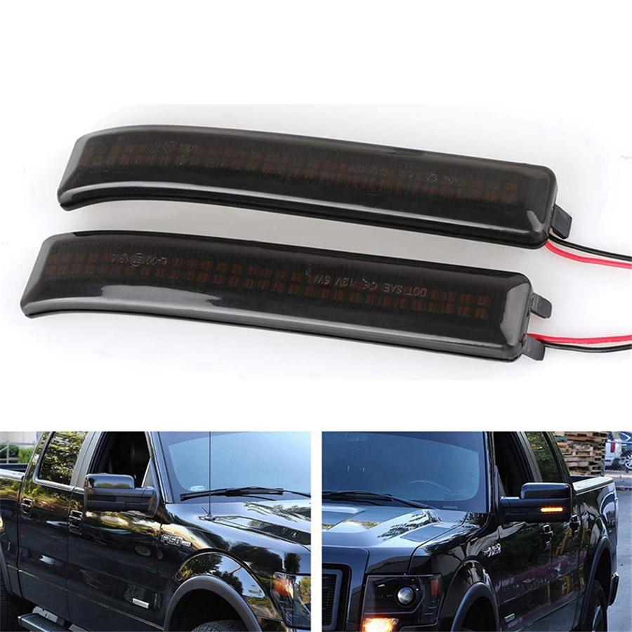 2Pcs LED Side Mirror Light Turn Signal Smoke Lens Reflector For Ford 09-14 F150