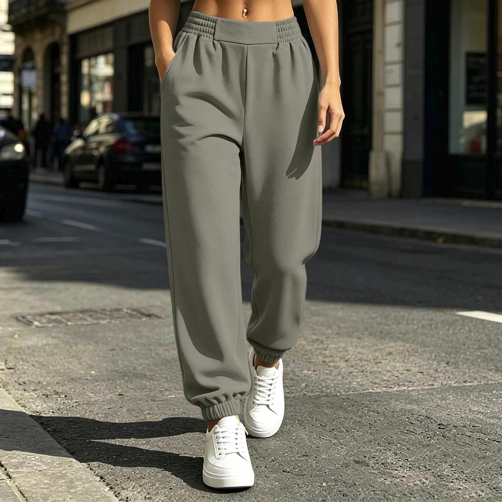 Women's Cotton Loose Fit Wide Leg Pants with Pockets for Casual Daily Wear