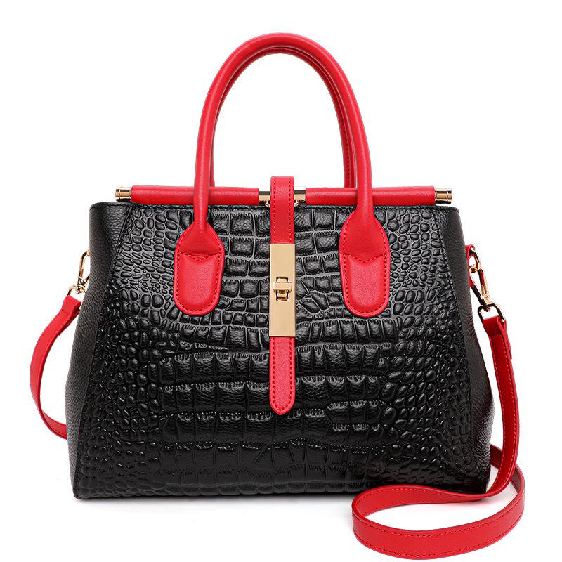 2025 Luxury Women's Genuine Leather Handbag, High-Capacity Stone Pattern Design