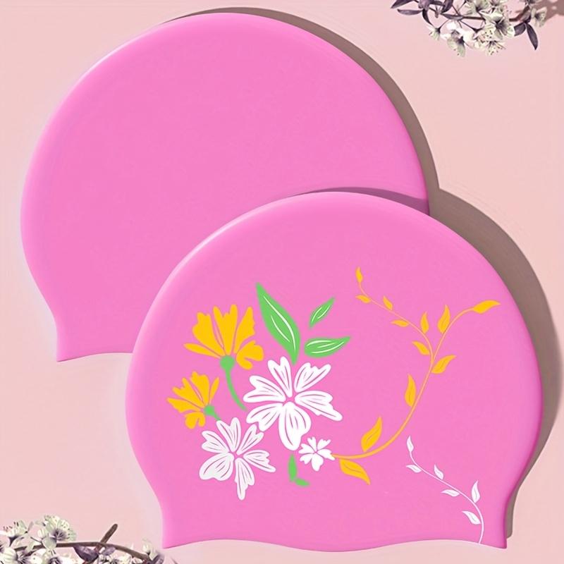 Silicone Adult Swimming Cap Beautiful Flower Pattern Swimming Cap Women's Durable Silicone Swimming Cap Waterproof Comfortable Swimming