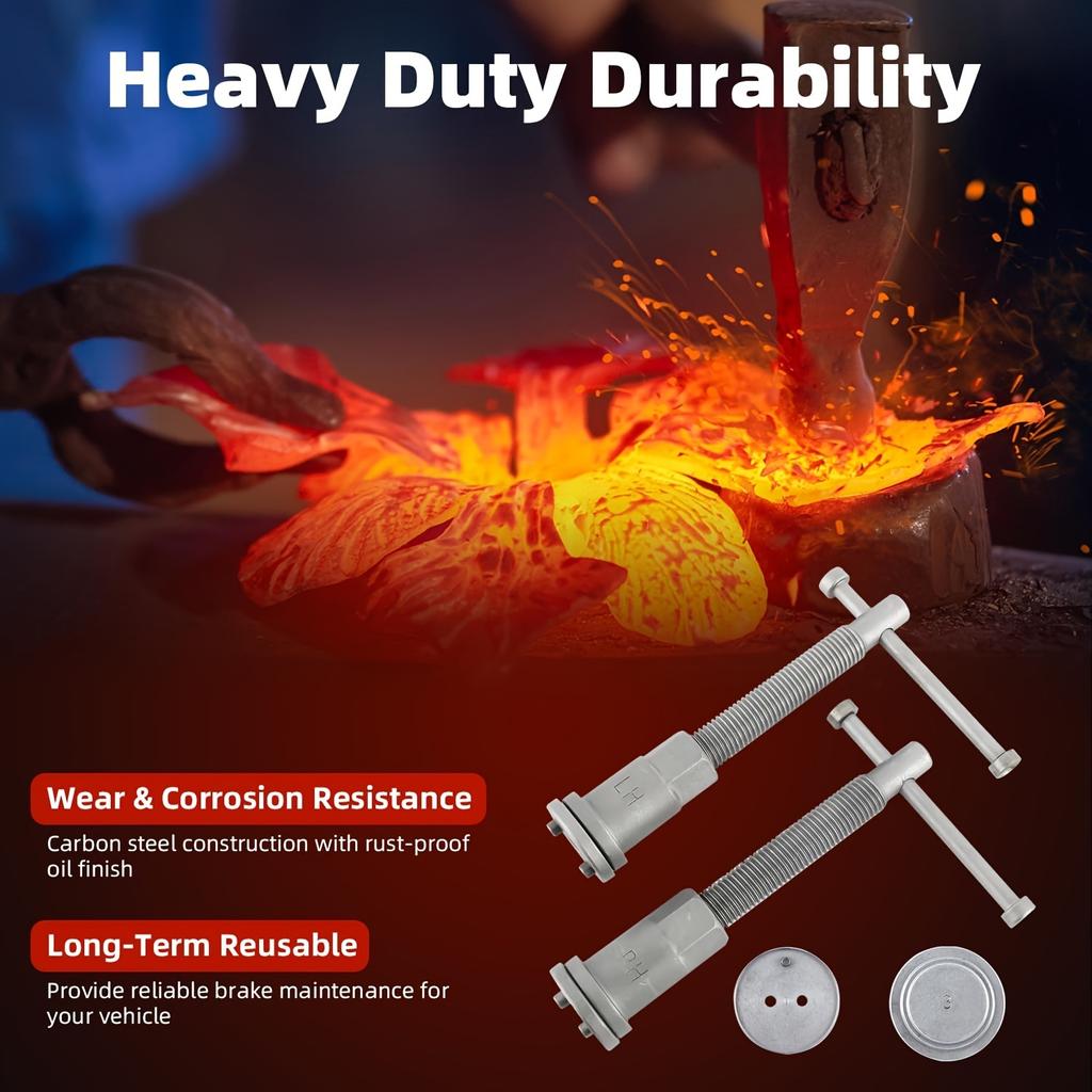 24Pcs Disc Brake Caliper Piston Compressor Rewind Tool Set with 18 Adapters, Dual Handed Thrust Bolts, Retainer Plates and Glove