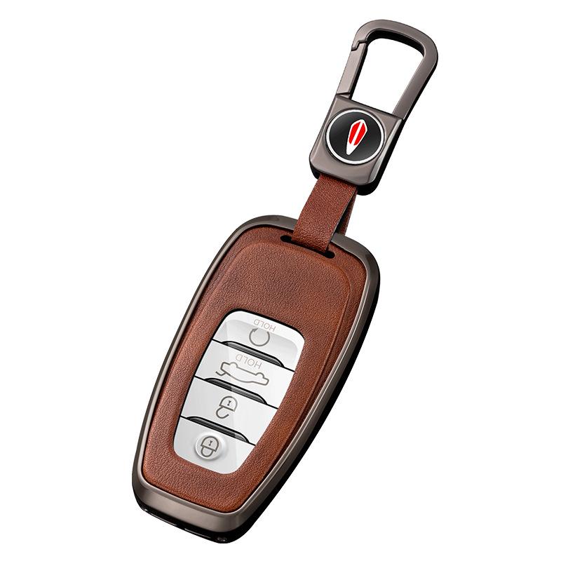 High-End Metal Key Case for Hongqi H9/H5/H7/HS7 - Full Wrap with Buckle Button for 21 Models