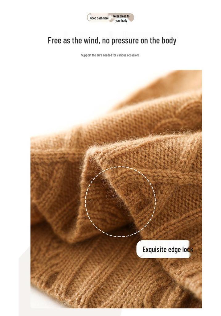 Women's High-End Cashmere Cable Knit Hat - Thickened Warm Fashion for Autumn/Winter 2025