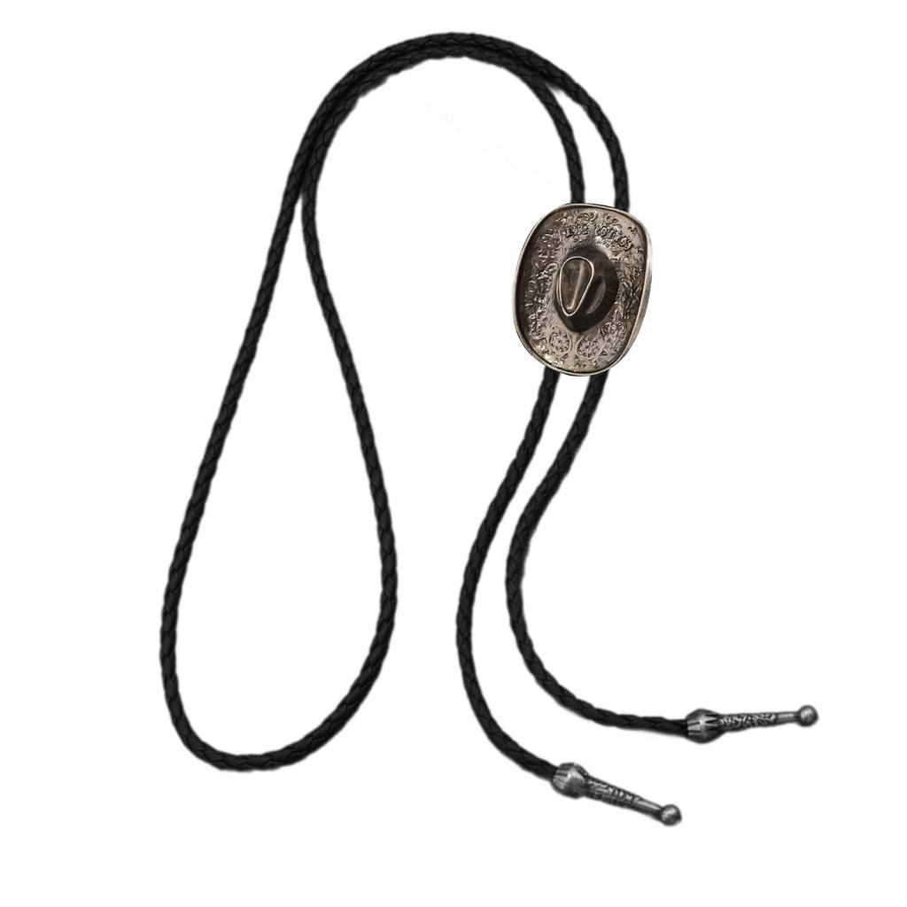 Vintage Cowboyhut Bolo Krawatte Halskette mit Weizenstern-Anhänger PU-Lederkordel Mode Krawatte für Männer und Frauen