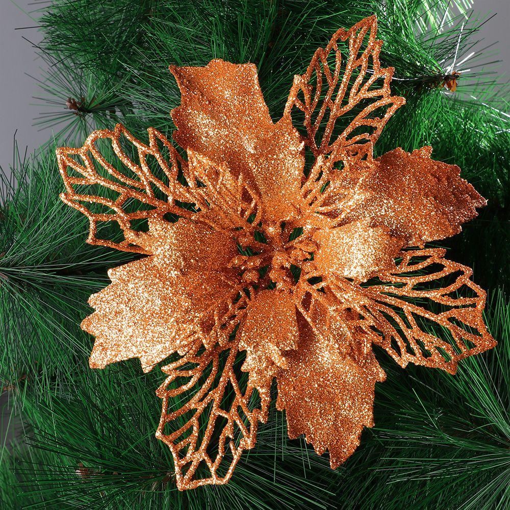 New Glitter Artifical Fake Flowers Christmas Tree Decorations Home Xmas Ornaments Christmas Flowers