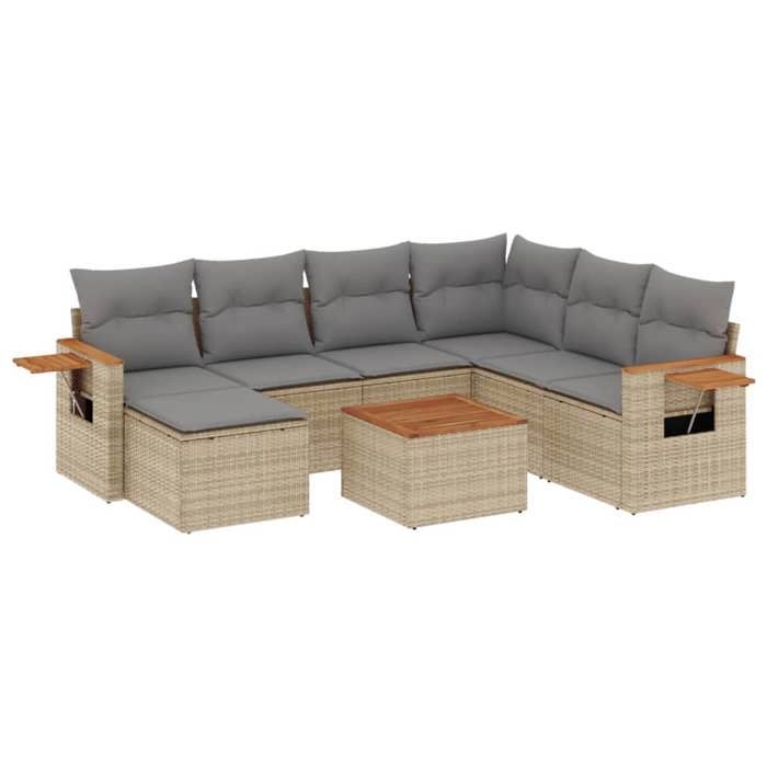 VidaXL Salon de Jardin avec Coussins 8 pcs, Canapés de Terrasse, Ensemble de Meubles de Patio, Mobilier d'Extérieur, Beige 3227053
