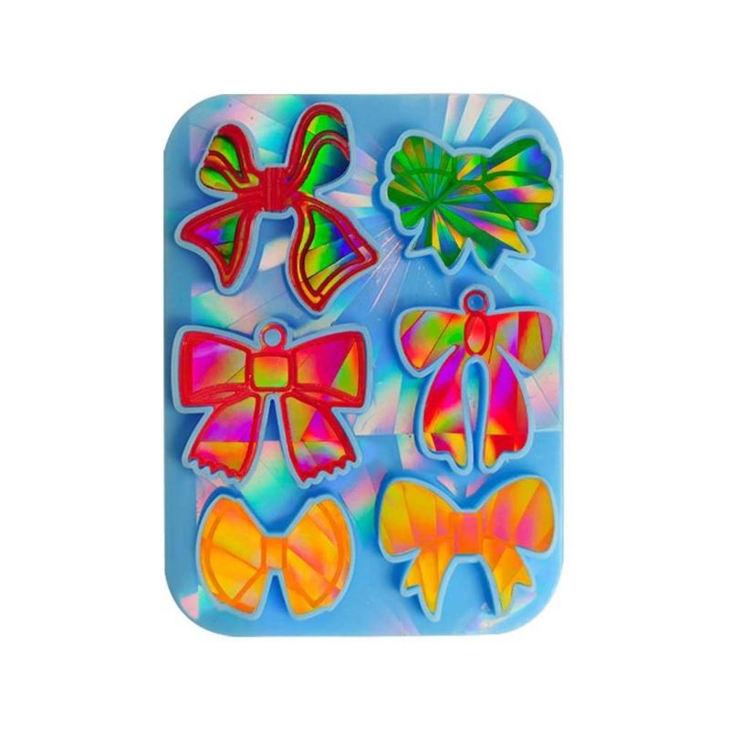 Cute Bowknot Silicone Molds Holographic Epoxy Resin Mold DIY Keychain Pendant Mold Handmade Jewelry Tool Easy To Clean