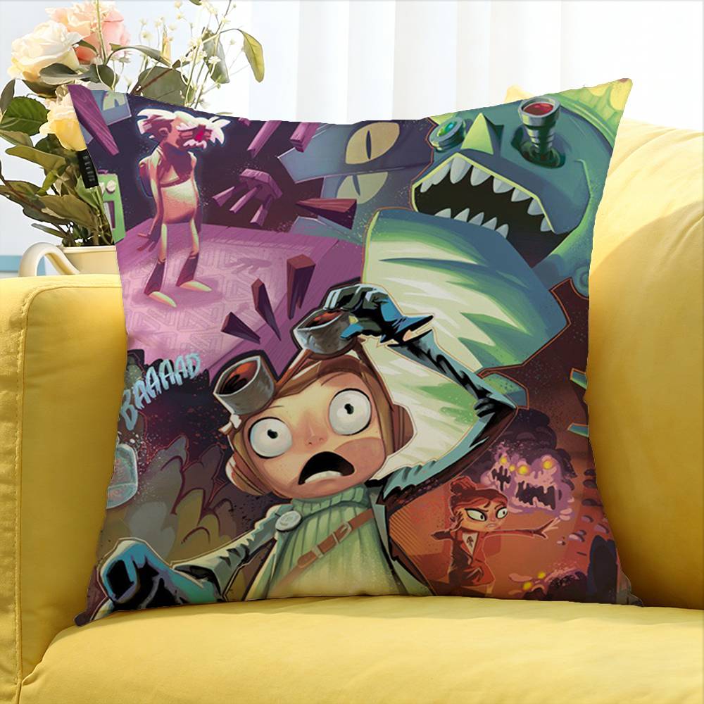Retro Style Game Psychonauts Various Sizes Square Pillow Case For Car Home Bedchamber Decor