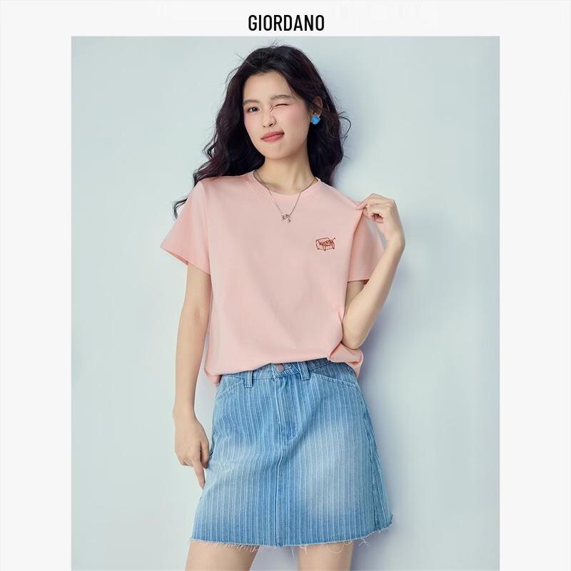 Giordano Women s Embroidered Cat Cotton T-shirt S