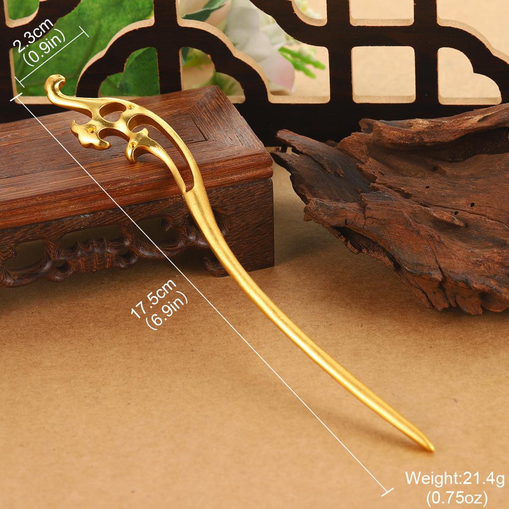 Antique hair accessories new hair fork high-end Hanfu accessories high-end jewelry hollow dragon geometric auspicious cloud hairpin