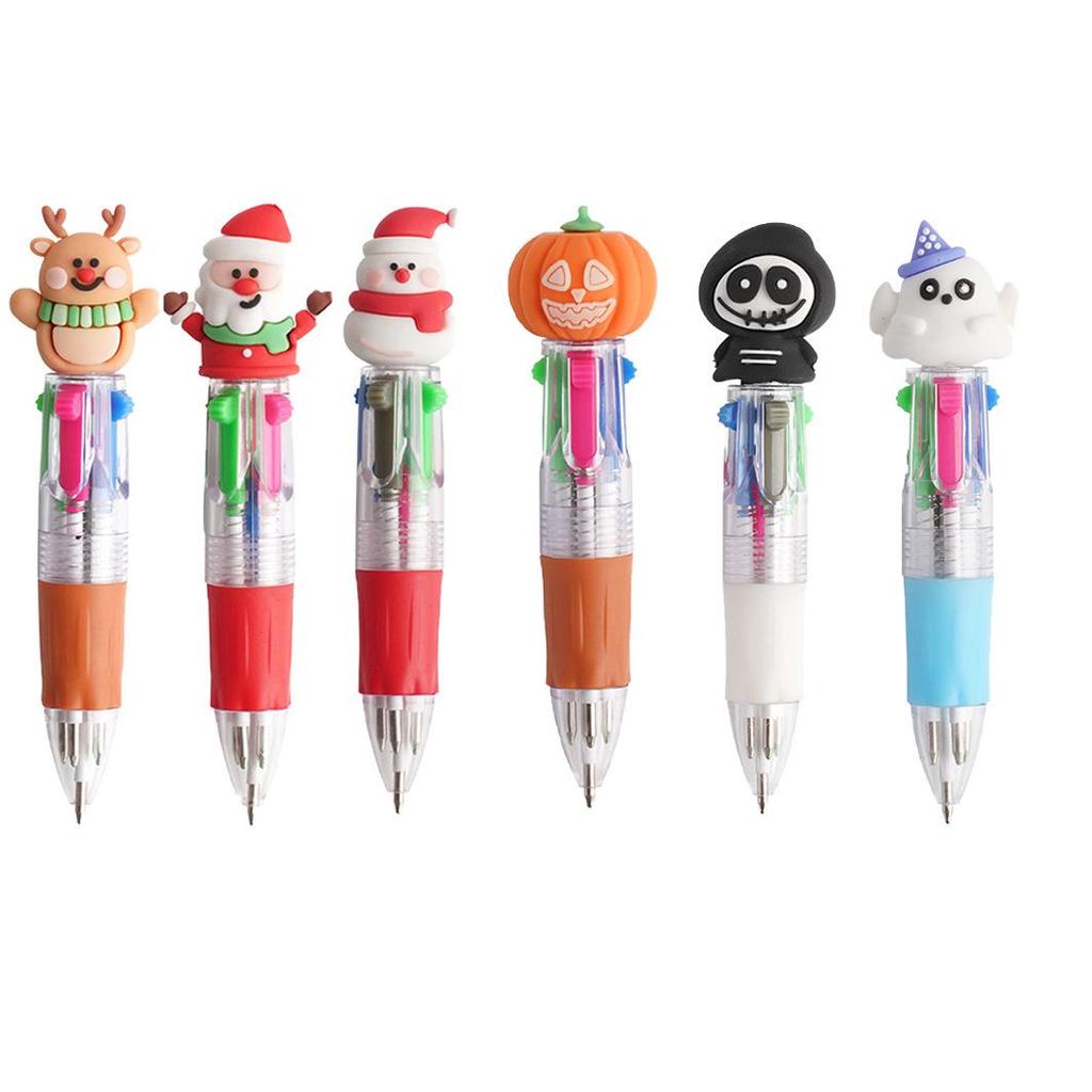 Cross-Border Halloween Cartoon Multi-Color Mini Ballpoint Pen - Cute Four-Color Stationery for Students
