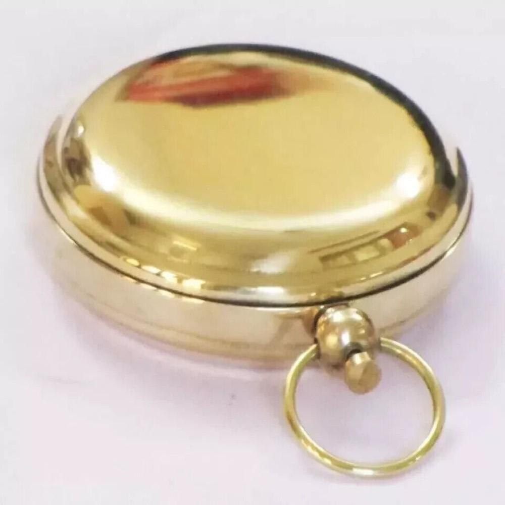Brass Push Button Navigation Compass – 6.35 cm, Polished Finish, Magnetic