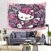 Kawaii Hello Kitty Pink Graffiti In Urban Streets Print Tapestry Bedroom Decoration  Celebration Background Design Holiday Party