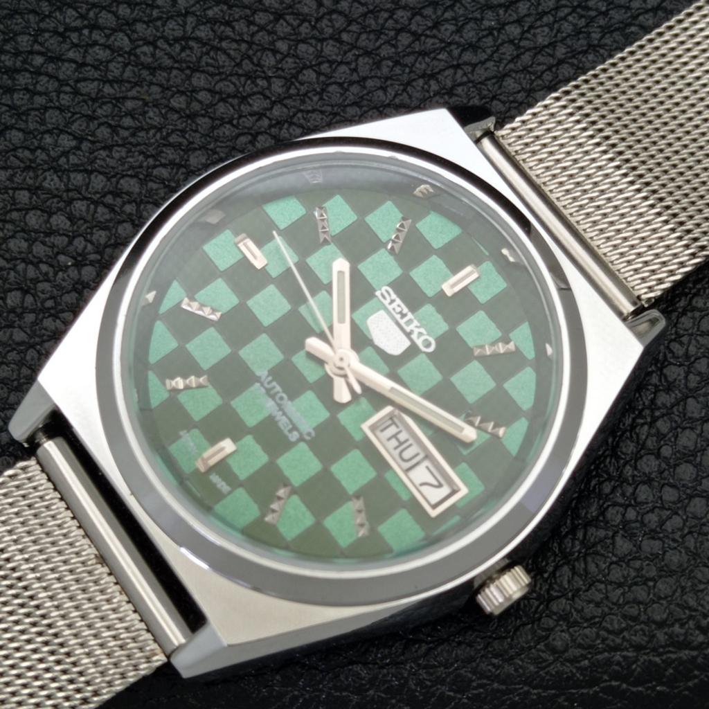 JAPAN SEIKO 5 AUTOMATIC MENS 6309A REFURBISHED GREEN COLOR DIAL WATCH A440268-4 Sk-a440268