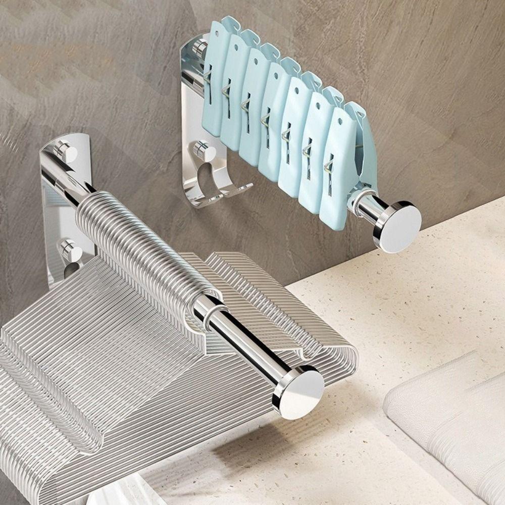 2Pcs Stainless Steel Clothes Drying Hanger Wall-mounted Balcony Drying Hook  Kitchen