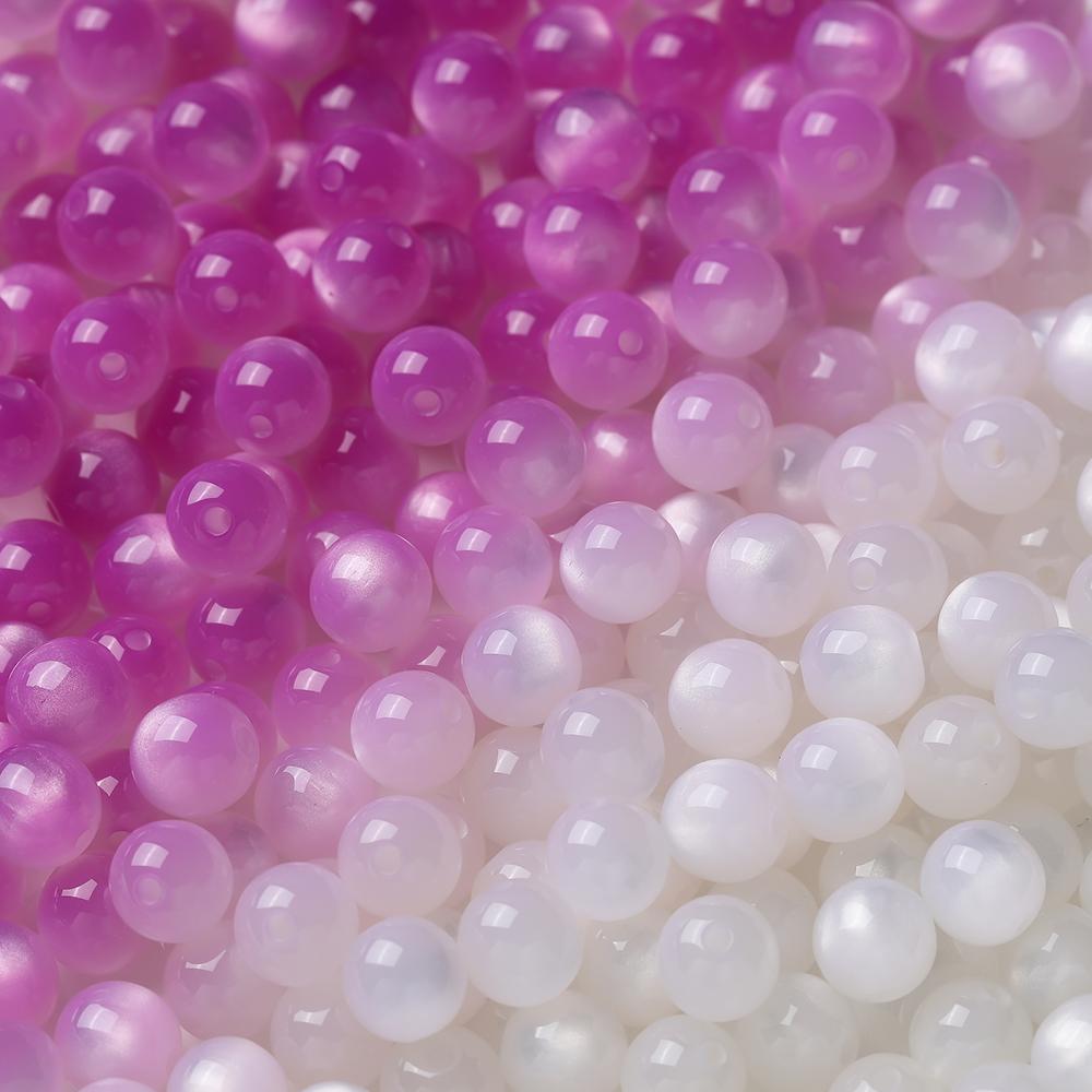 10pcs 8/10/12mm Resin Round Beads UV Changing Reactive Spacer Beads for DIY Necklace Bracelet Earring Jewelry Making Accessories