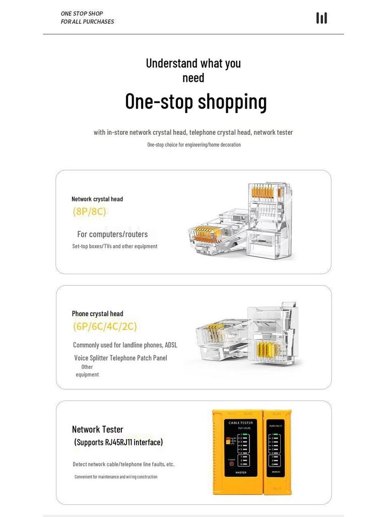 Ruineng Professional Cat 6 Network Crimping Tool Set with Multifunctional Tester
