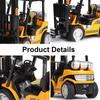 1:24 Crane Forklift Model Car Toy Diecast Metal Warehouse Lift Truck Sound Light Pull Back Adjustable Engineering Vehicle Models