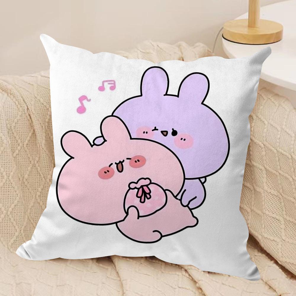 

A-Asamimichan Cute Bunny Cushion Cover Silky Short Plush Double-Sided Printed Pillow Case for Sofa All Seasons Home Decor Gift 30cmx30cm