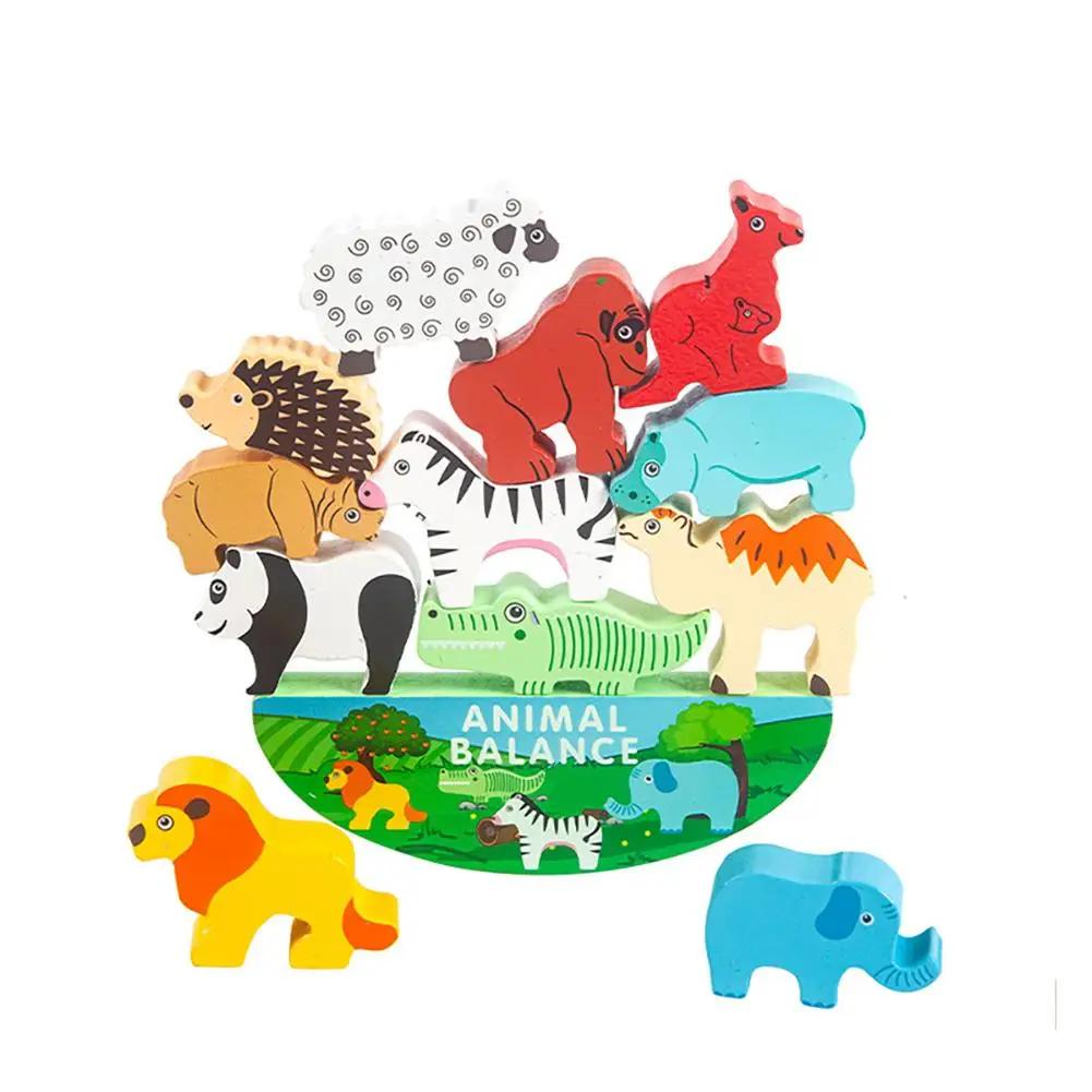 

Детские развивающие балансирующие игрушки, деревянные штабелируемые животные, динозавры, строительные блоки, игрушки, интерактивная настольная игра для родителей и детей Animal