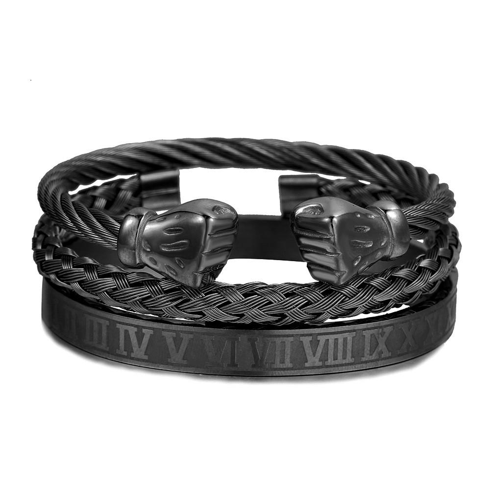 Geometric Stainless Steel Men Women Bracelets With Roman Letter Bead Design For Travel Gift