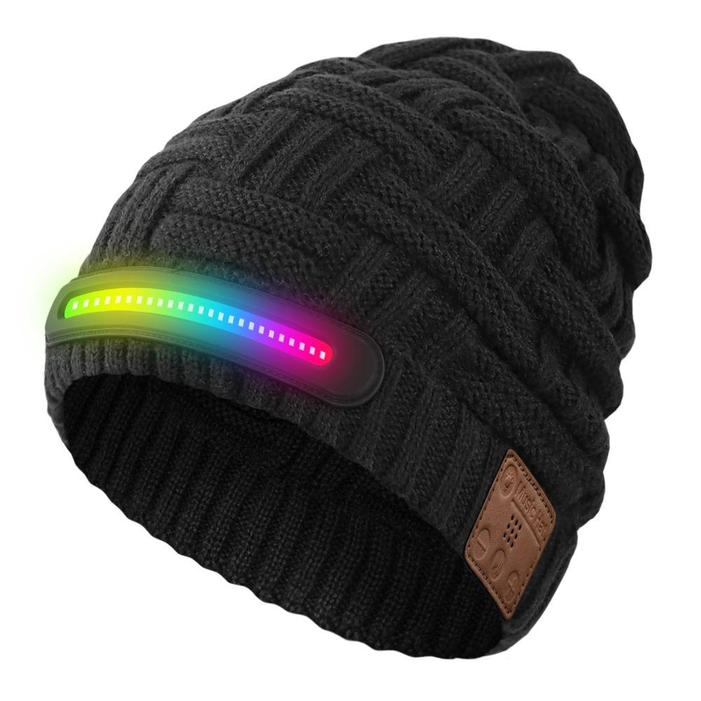 Winter Warm Bluetooth Music Knitted Hat Plus Velvet Coldproof Ear Protection Hat Supporting Wireless Calls USB Rechargeable