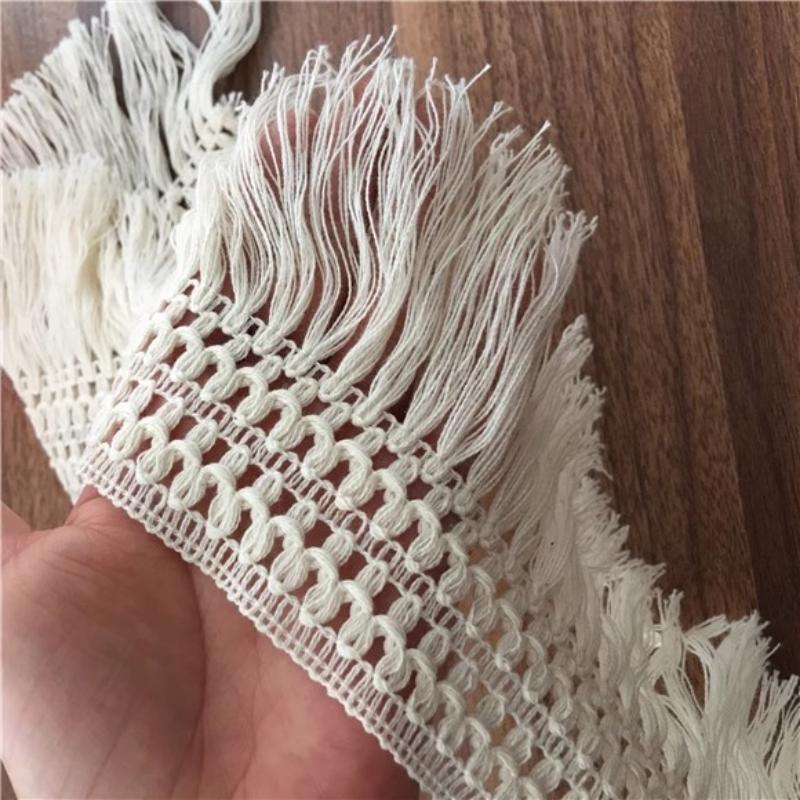 NEW Beige Crocheted Cotton Tassels Lace DIY Curtain Brow Sofa Set Hem Handmade Crafts Puppet Show Clothing Production Materials