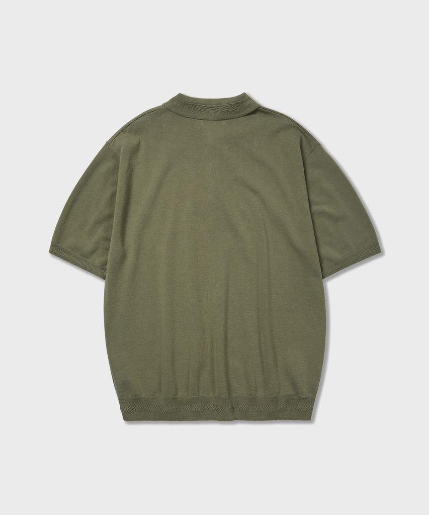 AMFEAST (100% Cotton) Essential Polo Half Knit Olive