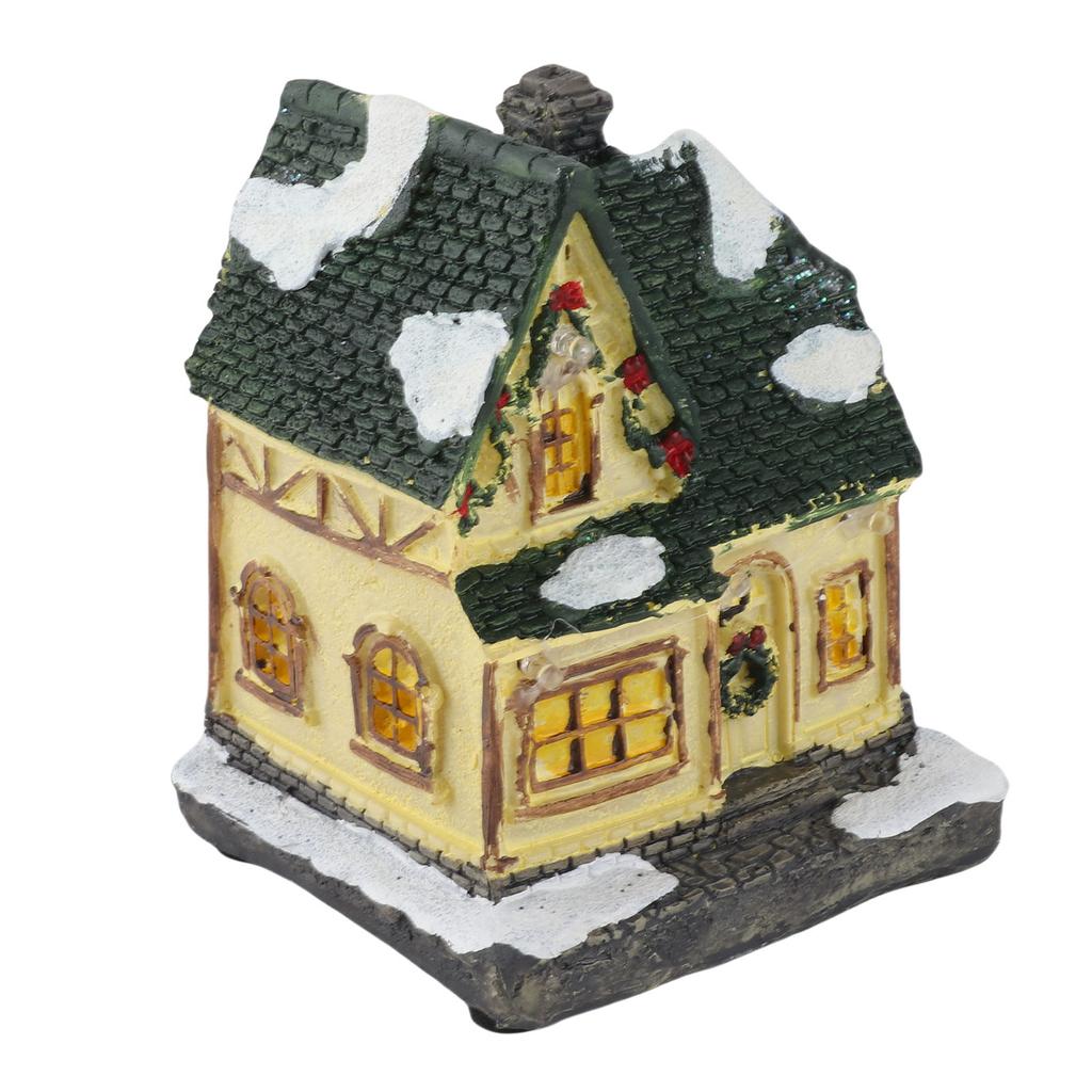 Resin Christmas Village House Hand Painted LED Lighted Christmas House Landscaping Warm Ambient Fine Details for Home Decor