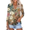 Women's Fashion Casual Print Button-down Shirt 3/4 Long Sleeve Tops