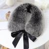 New Warm Fur Collar Scarf Soft Fluffy Neck Wrap Ultra Bow Ribbon Neck Shrug for Fall Winter