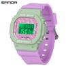 SANDA Square Electronic Watch Colourful Creative Personality Candy Colour Waterproof Alarm Clock Electronic Watch