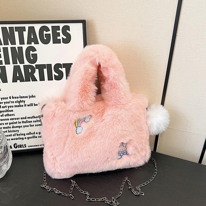 Cute handbag bag autumn and winter new plush chain shoulder bag foreign girl hair bag crossbody bucket bag