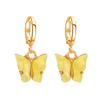Colorful Acrylic Butterfly Pendant Women Hoop Earrings Trendy Alloy Circle Chic Girl Birthday Party Jewelry Brincos