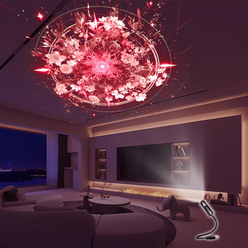 Dreamy Starry Sky Mandala Decorative Led Projection Lamp With 3/6 Pcs Projection Patterns Ceiling Decorative Night Light