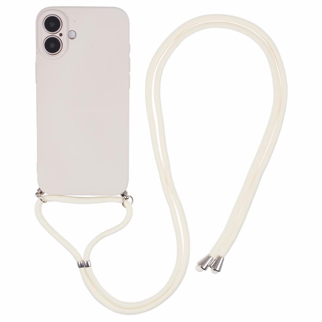 For iPhone 16 Plus Crossbody Case TPU Protective Phone Cover with Soft Fiber Lining