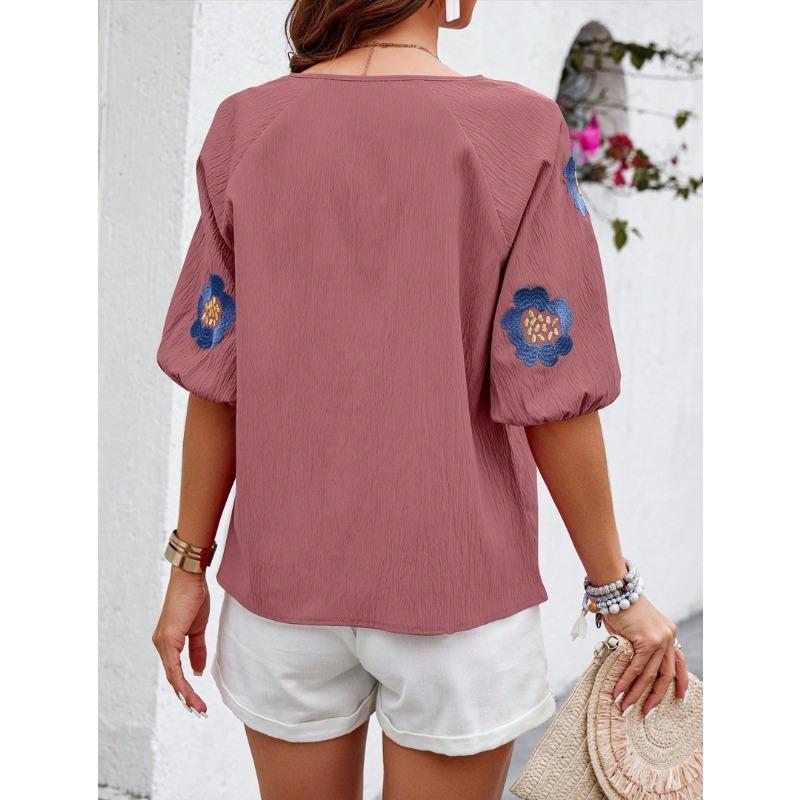 חולצות עגולות קצרות לאביב וקיץ, טופים רפויים לנשים