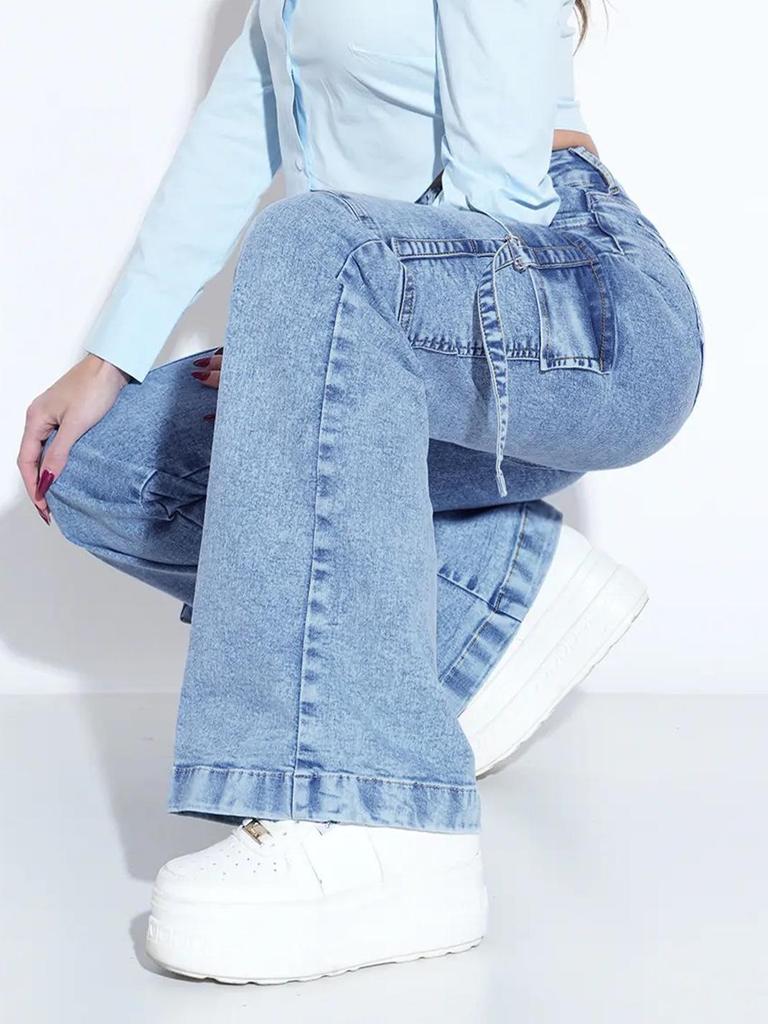European-American Fashion Women's Stretch Washed Casual Denim Pants