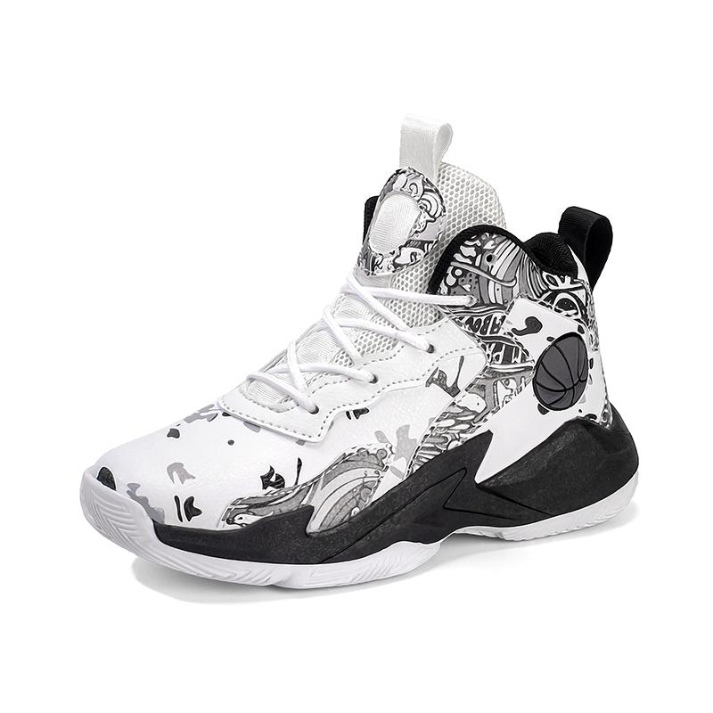 

New Children High Top Sneaker Leather Sports Shoes for Boy Kids Comfort Anti-slip Basketball Shoes Outdoor Walking Sneaker 31 чёрный